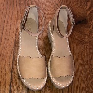 Tan espadrille heel sandals